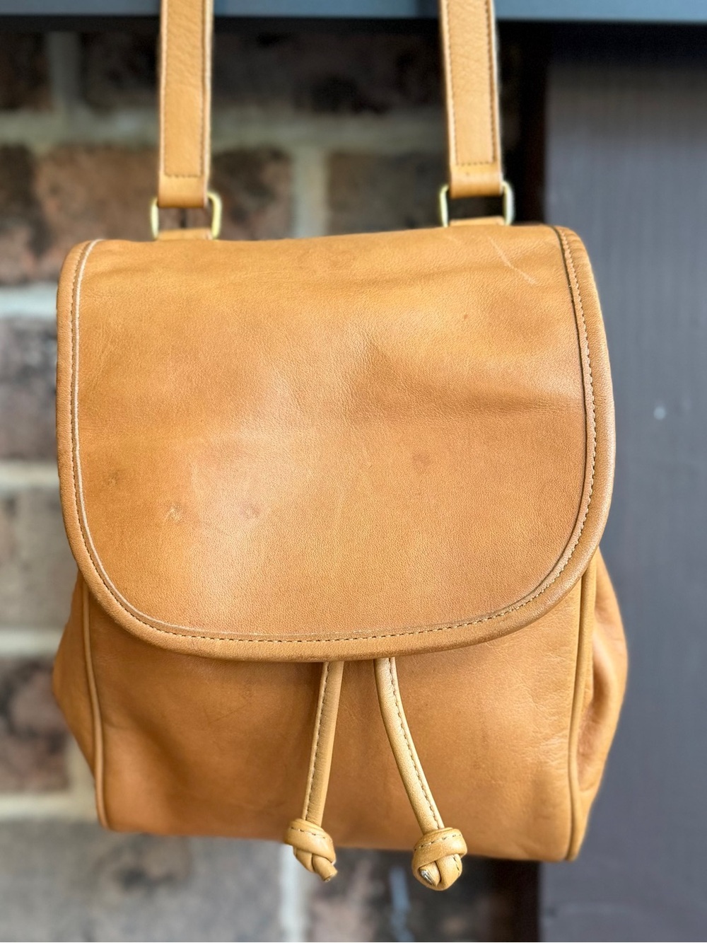 Vintage, Pre-1994 Coach Chamois Glove Tanned Leather Flap Drawstring Bag